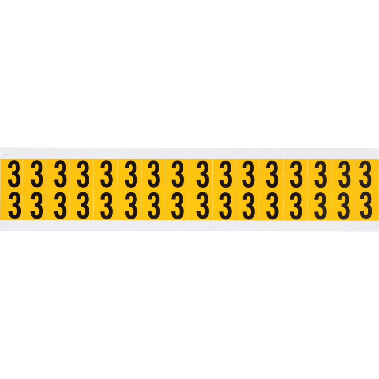 Individual Number and Letter Labels, 3, 5/8" H, Black on Yellow