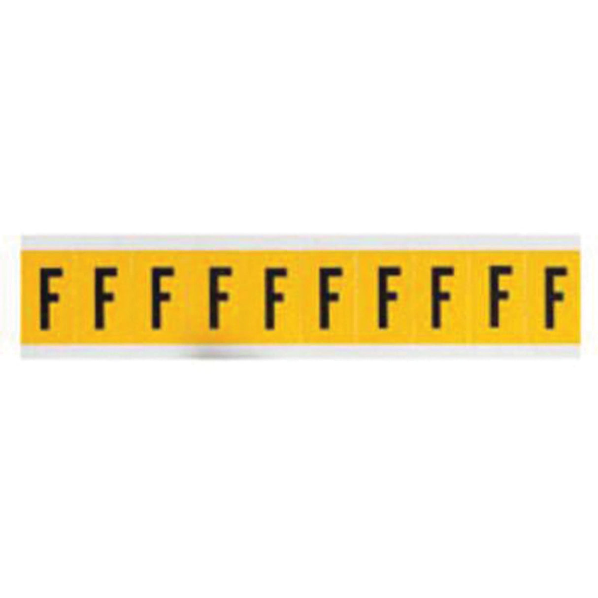 Individual Number and Letter Labels, F, 1" H, Black on Yellow