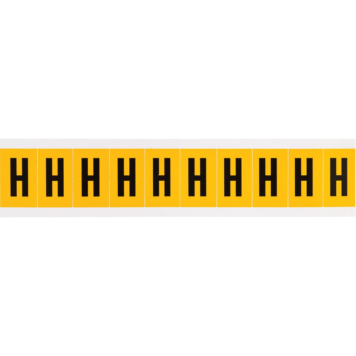 Individual Number and Letter Labels, H, 1" H, Black on Yellow