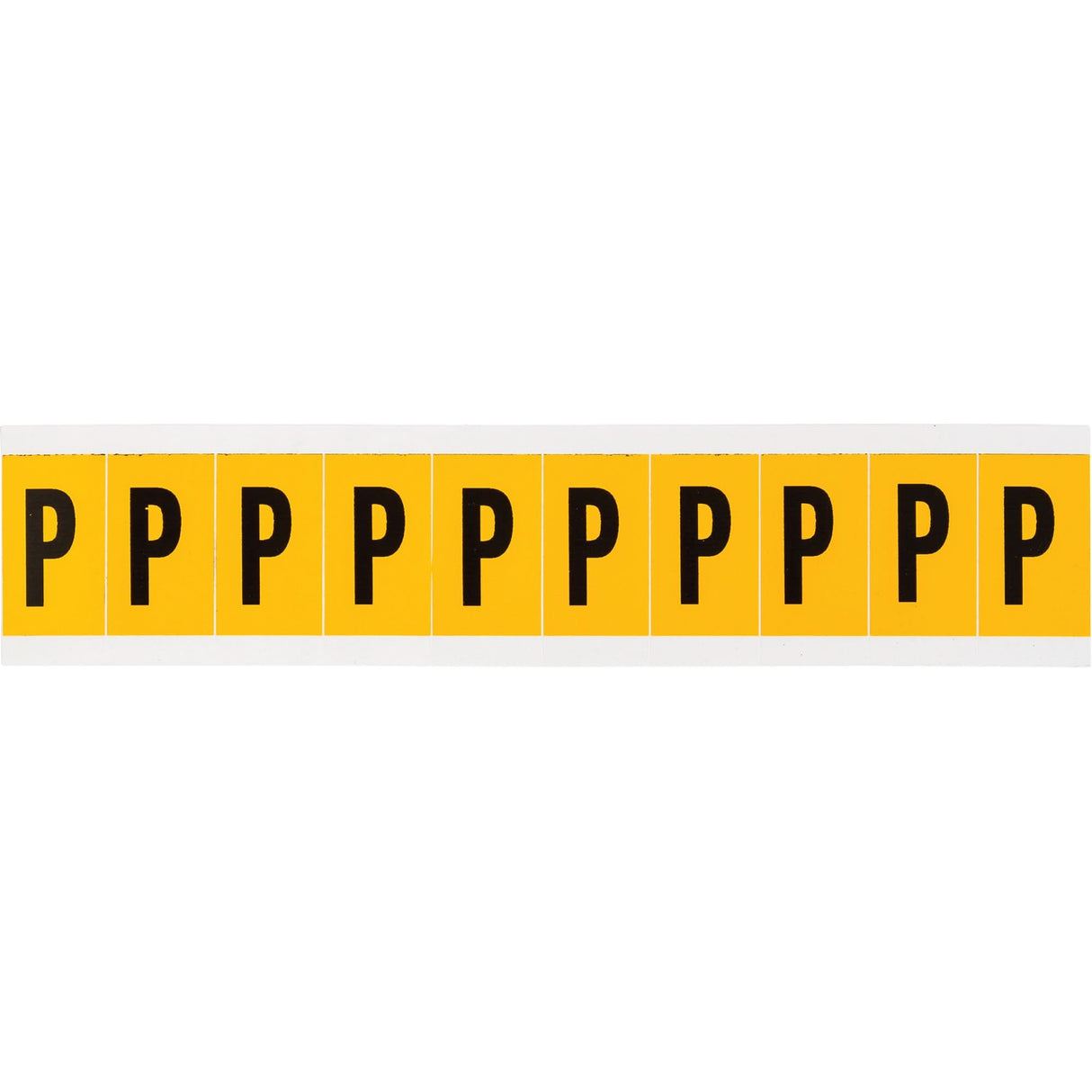 Individual Number & Letter Labels, P, 1" H, Black on Yellow