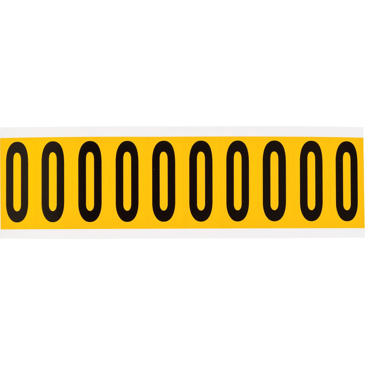Individual Number and Letter Labels, 0, 2" H, Black on Yellow