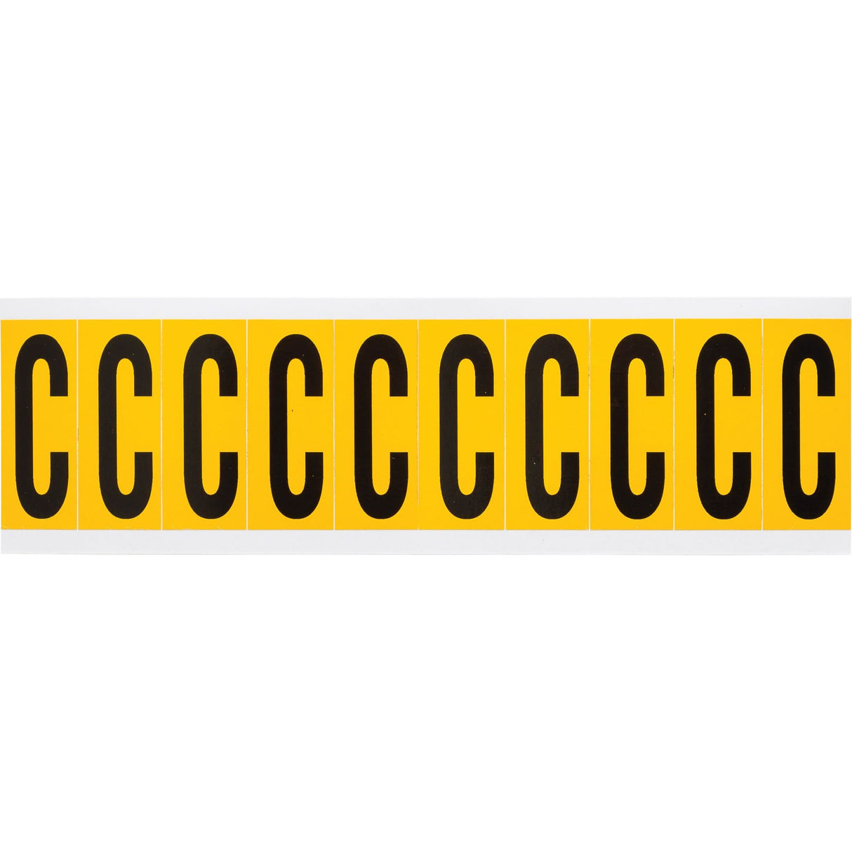 Individual Number and Letter Labels, C, 2" H, Black on Yellow