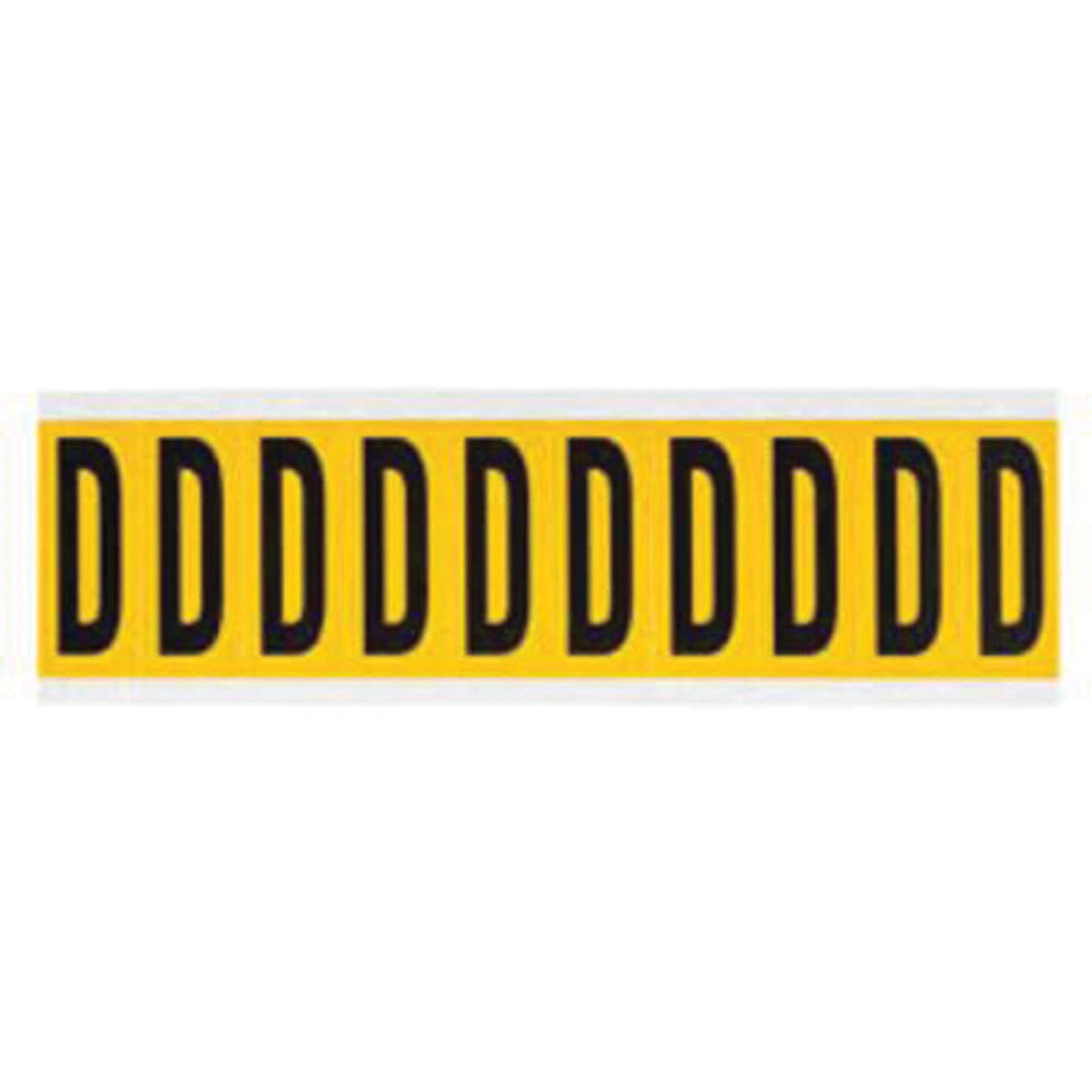 Individual Number and Letter Labels, D, 2" H, Black on Yellow