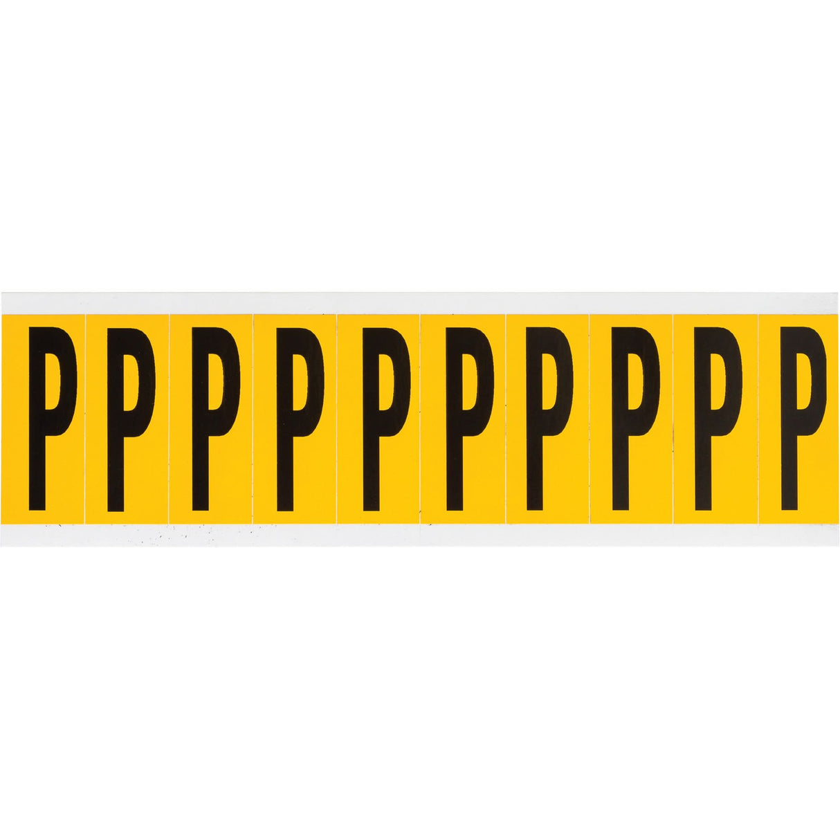 Individual Number & Letter Labels, P, 2" H, Black on Yellow