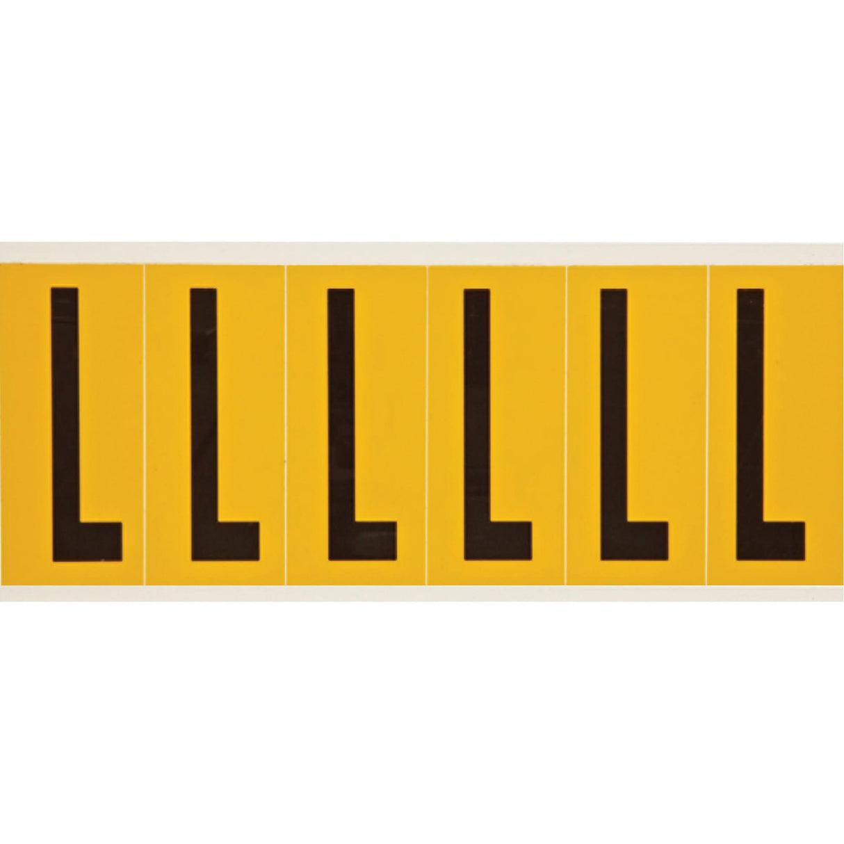 Individual Number and Letter Labels, L, 3" H, Black on Yellow