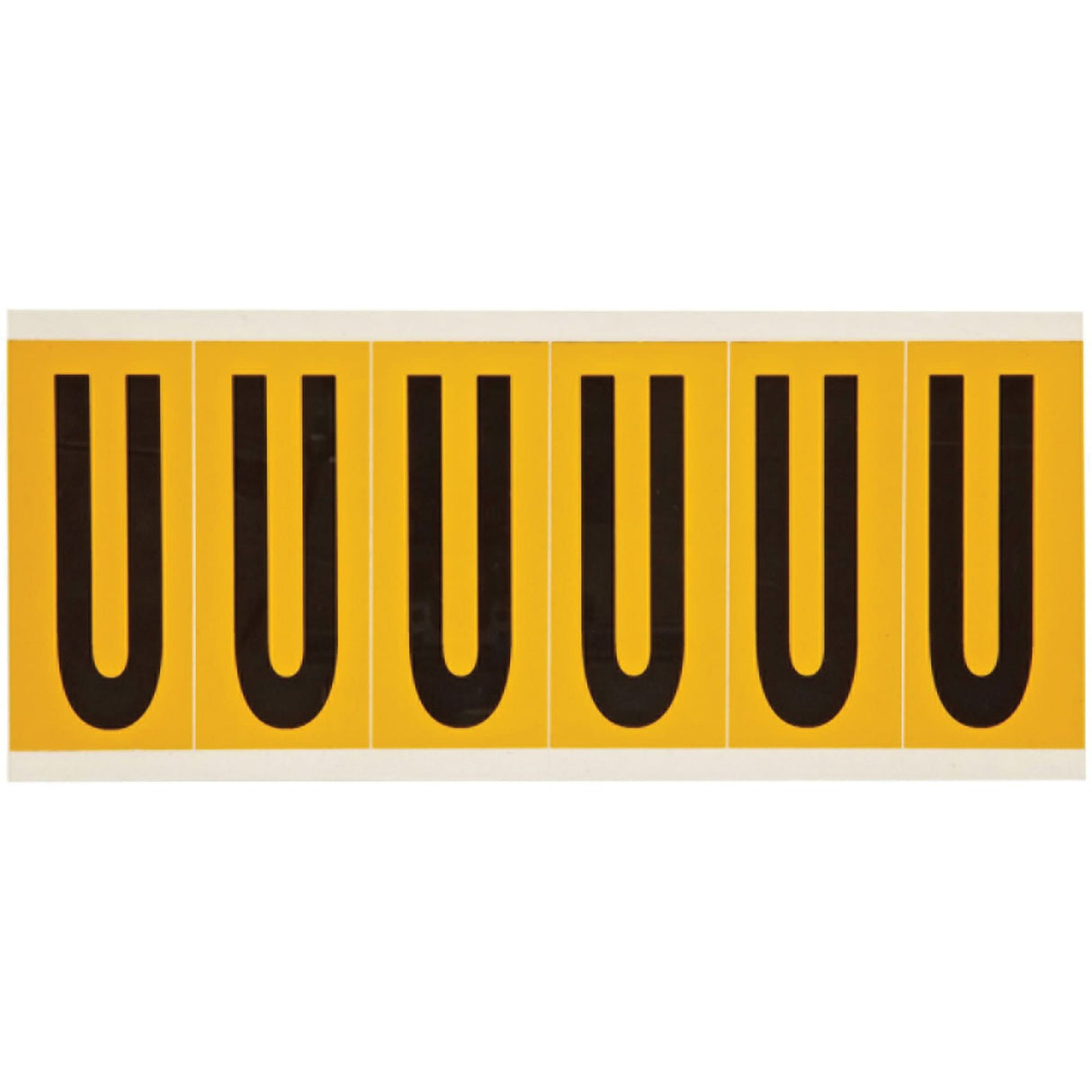 Individual Number & Letter Labels, U, 3" H, Black on Yellow