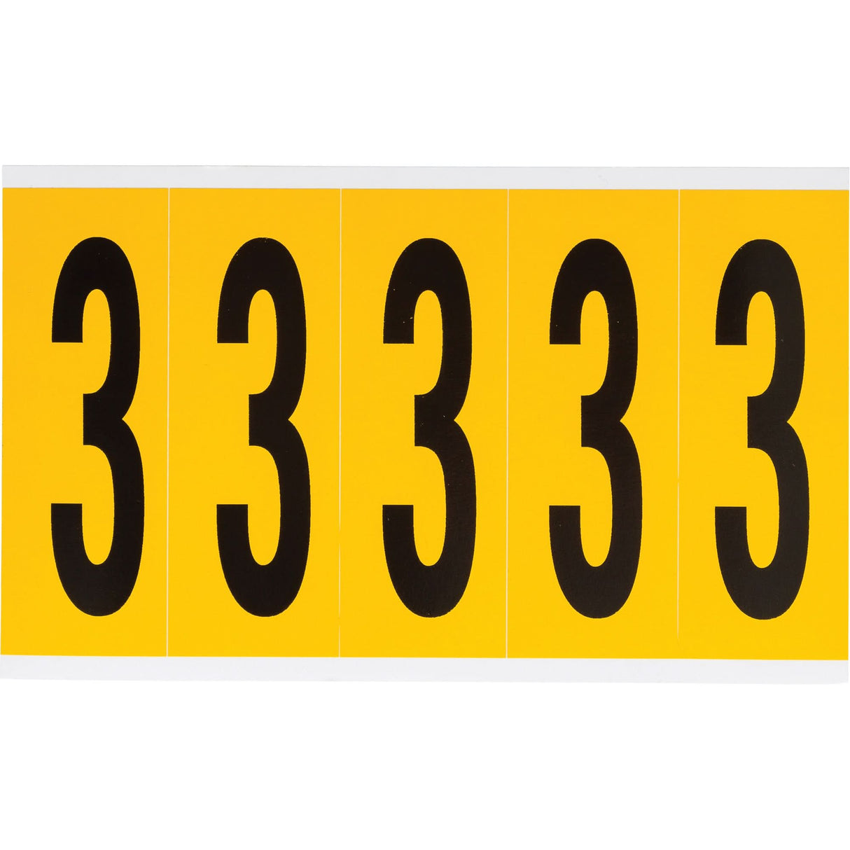 Individual Number and Letter Labels, 3, 4" H, Black on Yellow