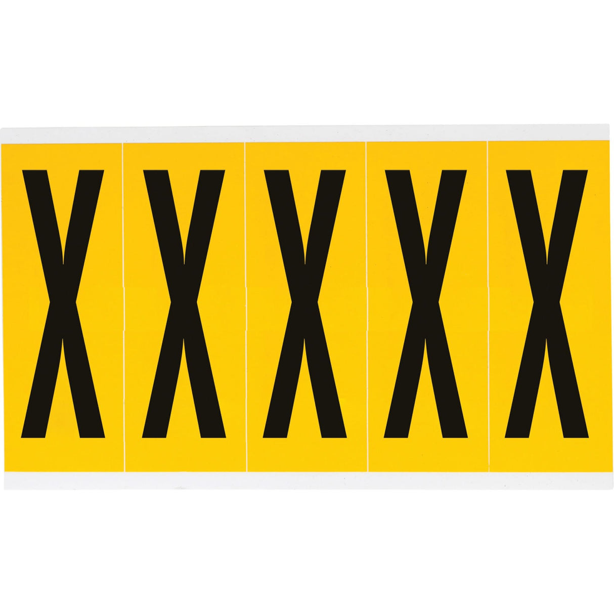 Individual Number & Letter Labels, X, 4" H, Black on Yellow
