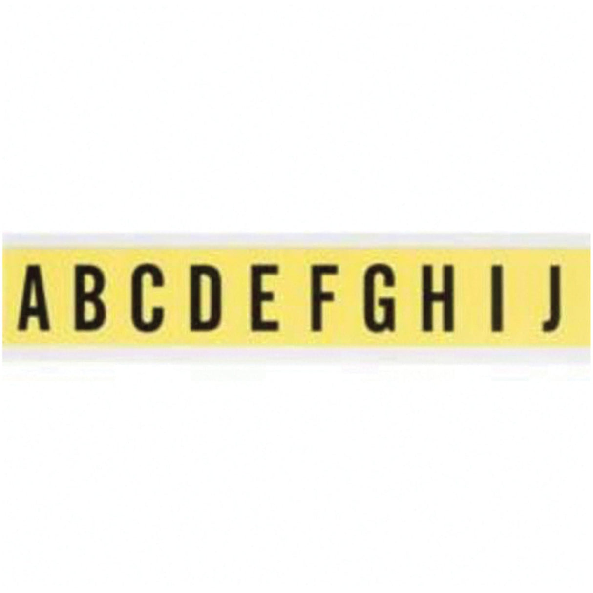 Repositionable Individual Number and Letter Labels, A/B/C/D/E/F/G/H/I/J, 1" H, Black on Yellow