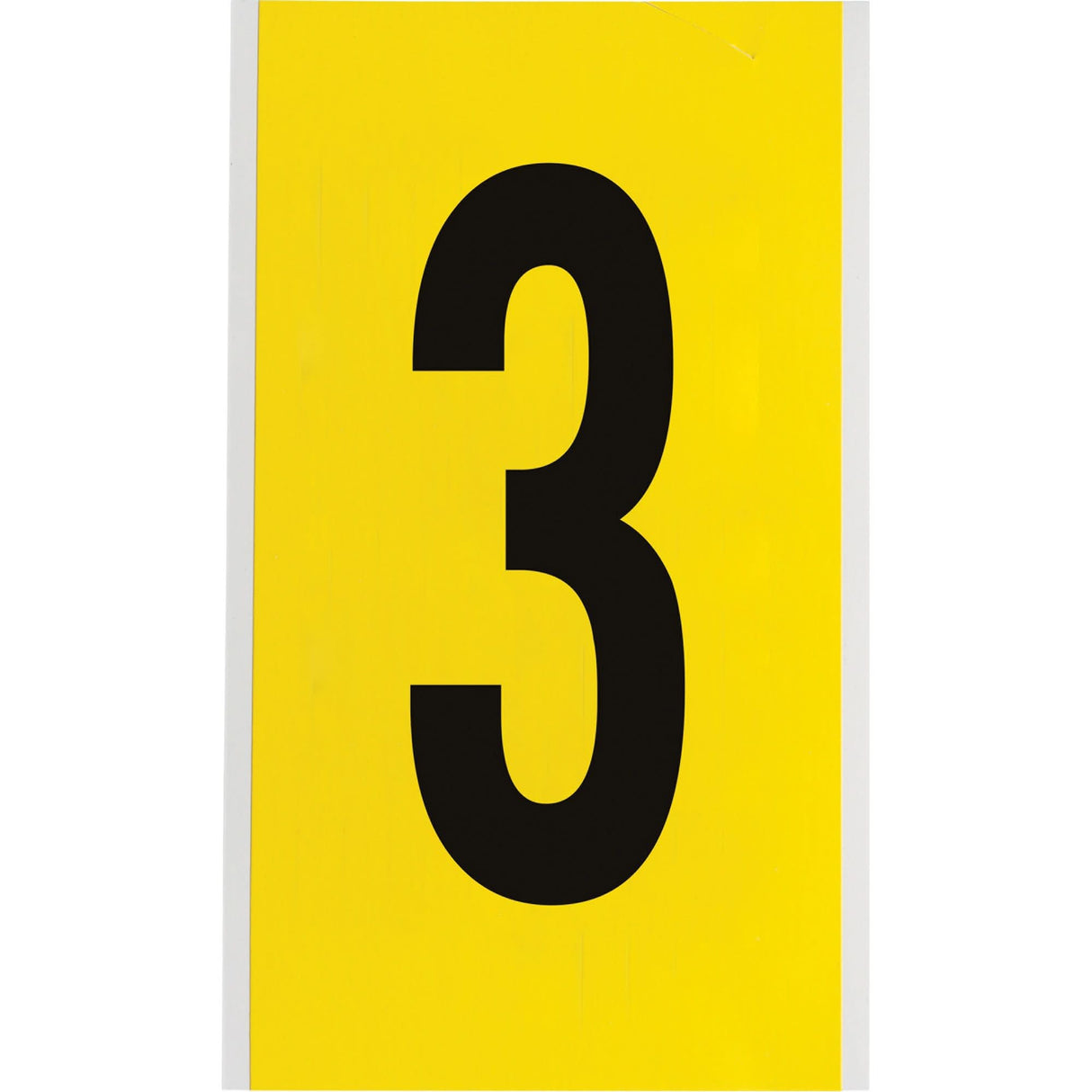 Repositionable Individual Number and Letter Label, 3, 6" H, Black on Yellow