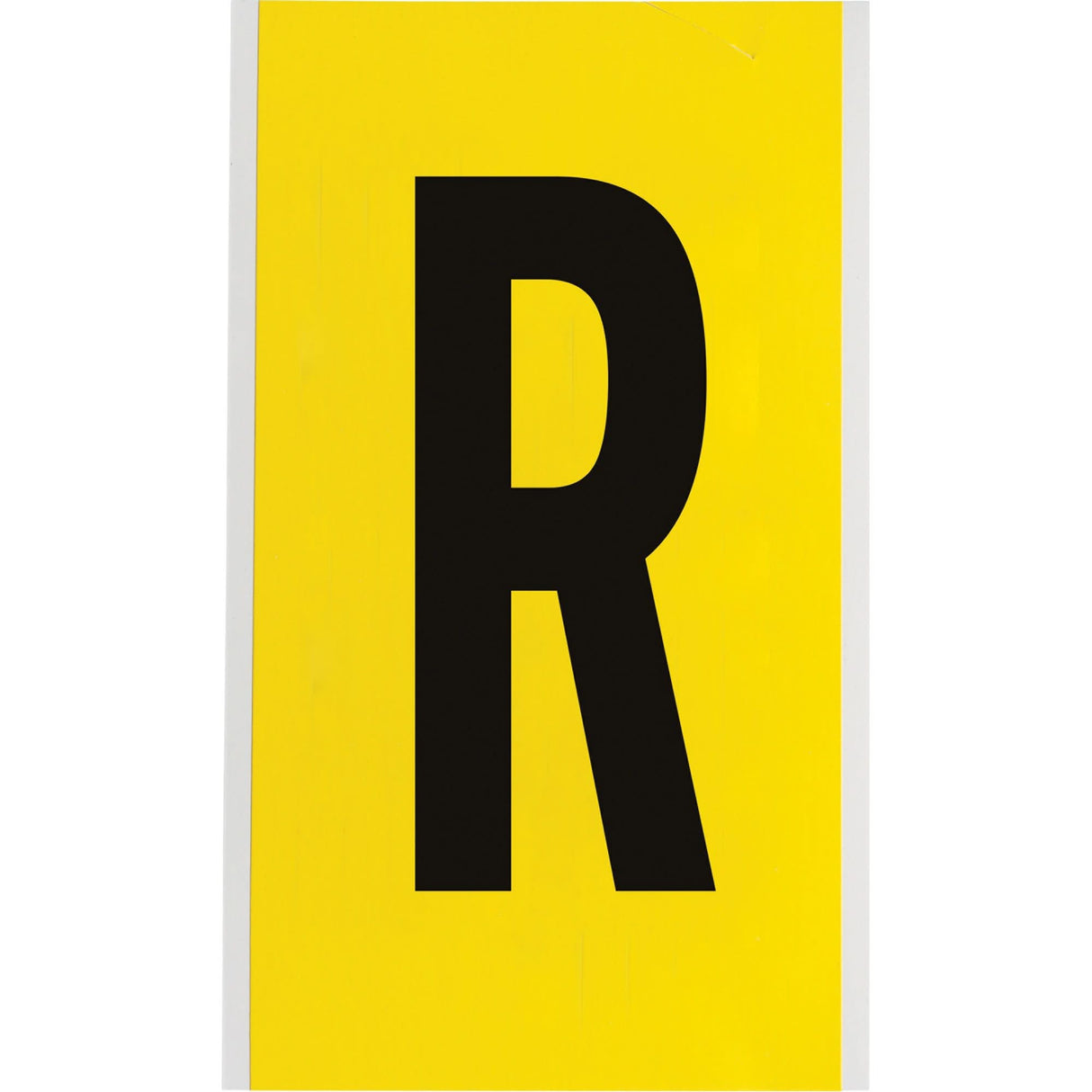 Repositionable Individual Number & Letter Label, R, 6" H, Black on Yellow