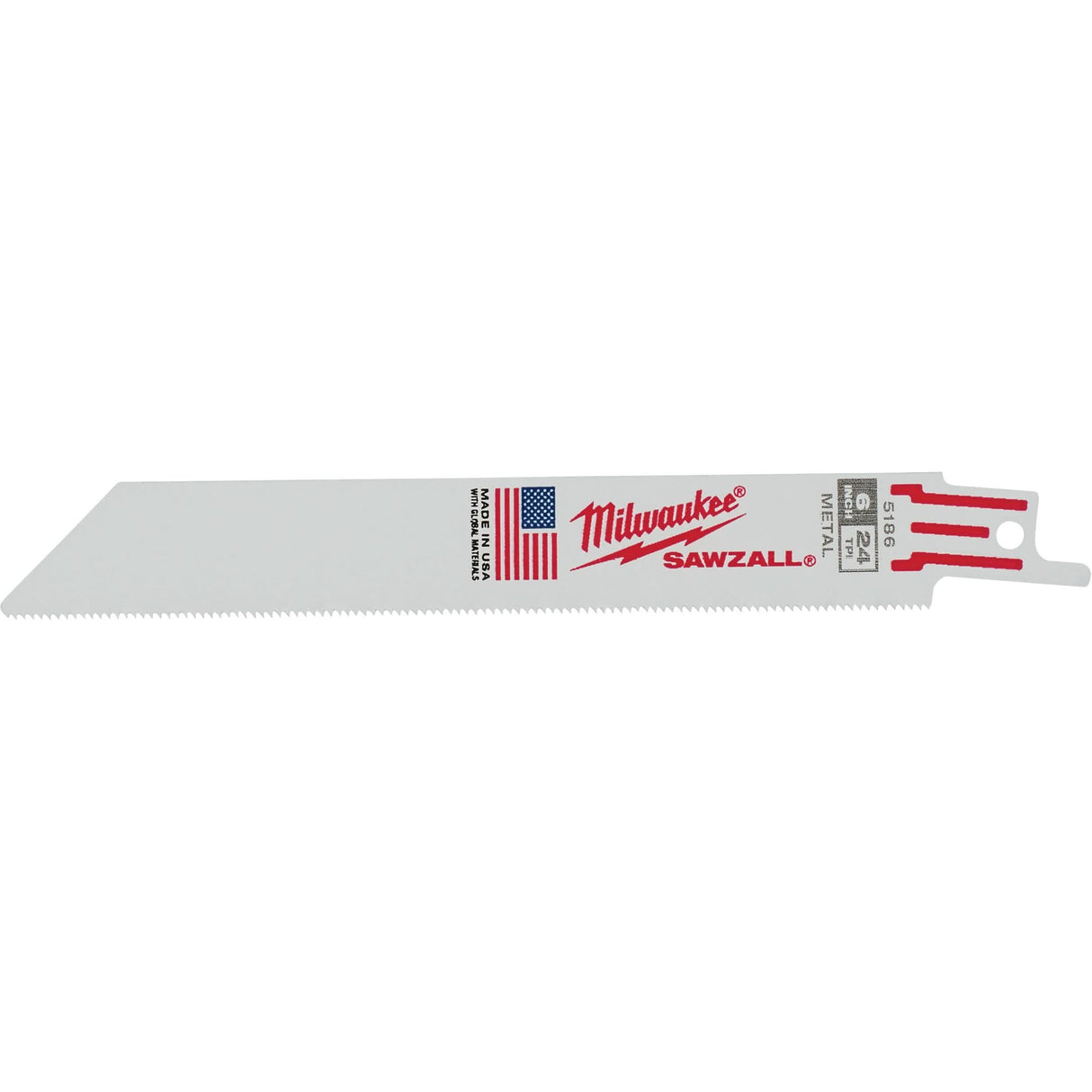 Sawzall® Reciprocating Saw Blades, Bi-Metal, 24 TPI, 6" L x 3/4" W