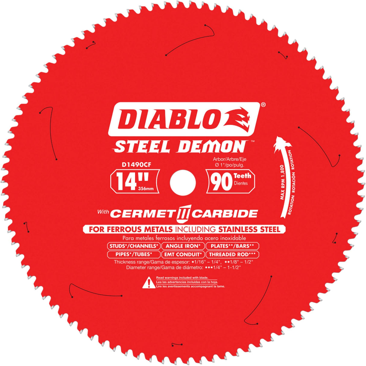 Circular Saw Blade, 14", 90 Teeth, Metal Use