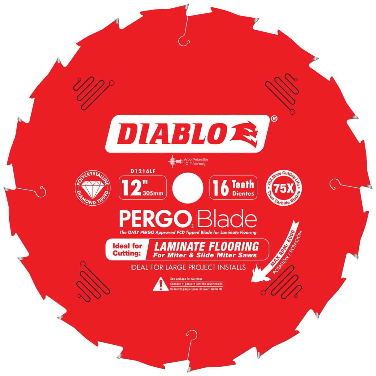 Circular Saw Blade, 12", 16 Teeth, Laminate Use
