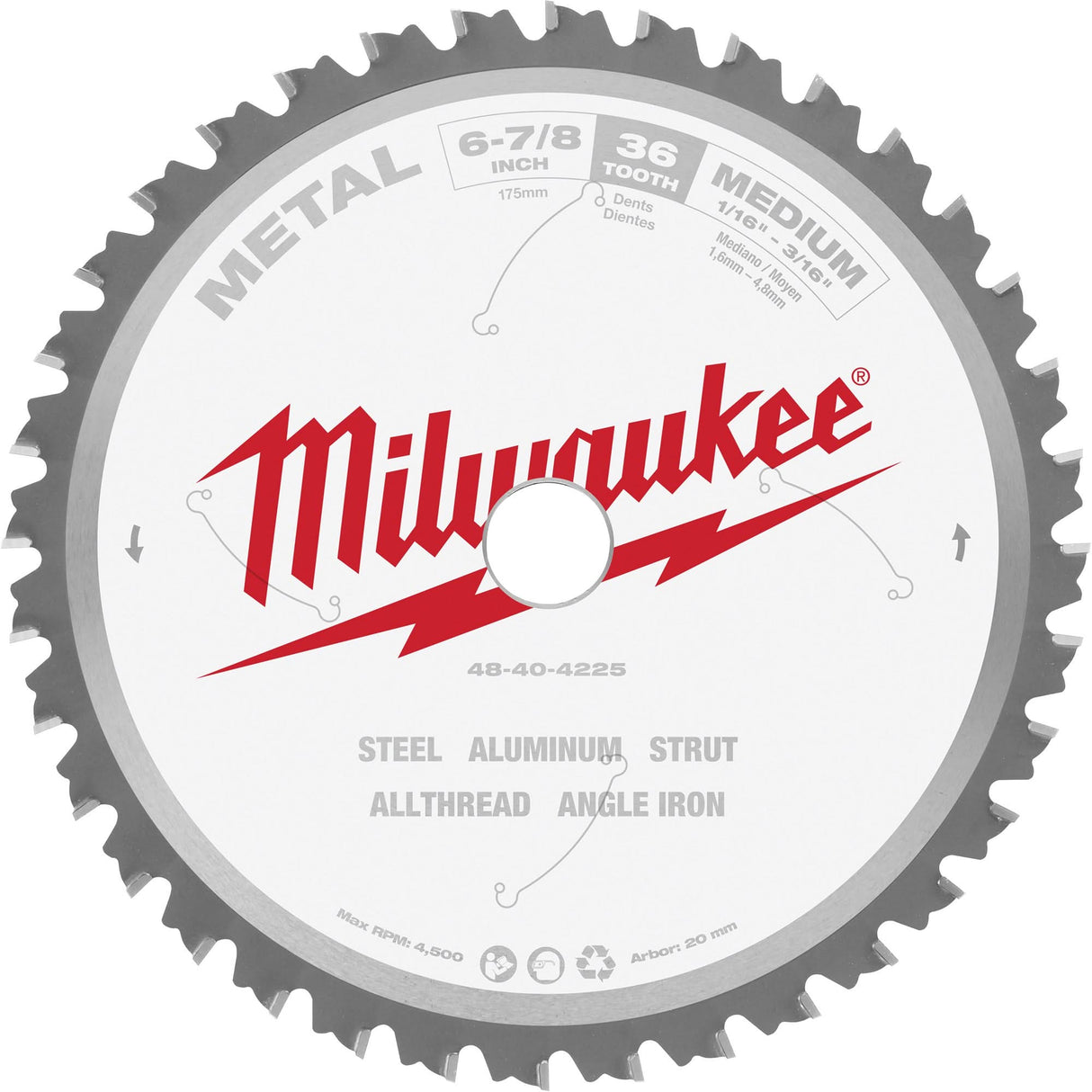 Circular Saw Blade, 6-7/8", 36 Teeth, Metal Use