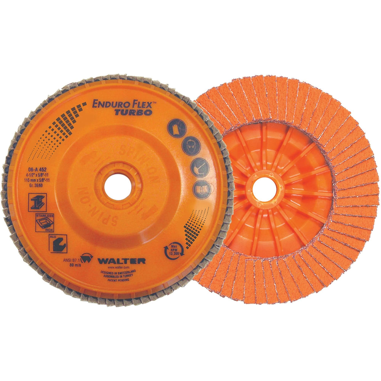 Enduro-Flex Turbo™ Flap Disc, 7" x 5/8"-11, 36/60 Grit