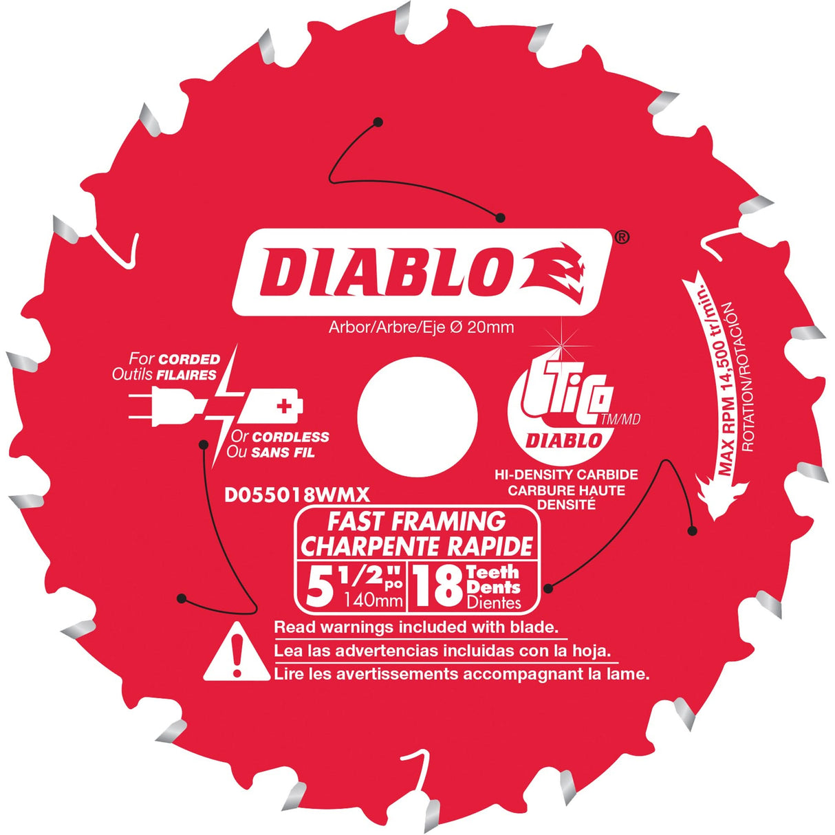 Fast Framing Circular Saw Blade, 5-1/2", 18 Teeth, Laminate/Wood Use