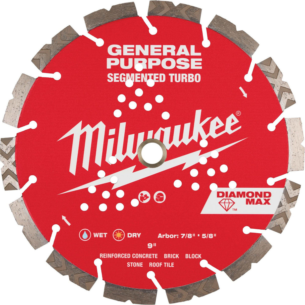Diamond Max™ Segmented Turbo Saw Blade, 9", Metal/Stone/Concrete/Ductile Iron/Cement/Non-Ferrous/Brick/Fibre Cement/Tile/Asphalt Use