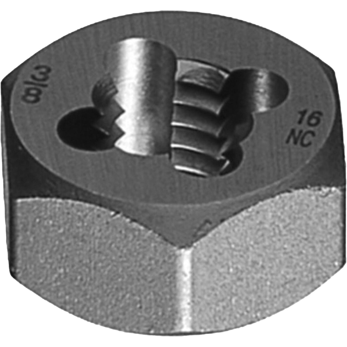 0650 Hexagon Rethreading Die, 0.5938" Dia., 1/4"-20 Thread, Carbon Steel