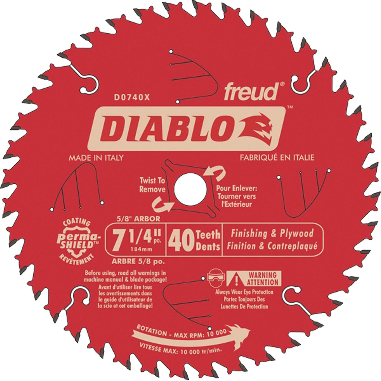 Contractor Saw Blade - Finishing Saw Blades, 7-1/4", 40 Teeth, Wood Use