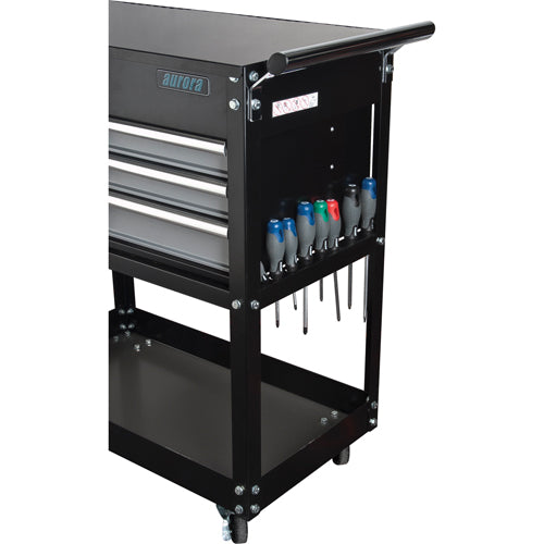 Utility Cart, 4 Drawers, 18" L x 33" W x 39" H, Black