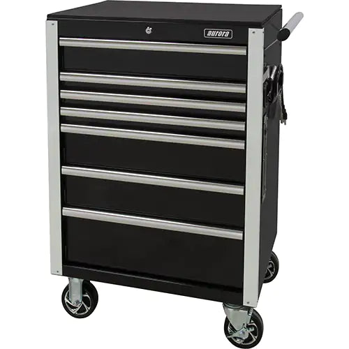 Heavy-Duty Tool Cart, 7 Drawers, 28" W x 22" D x 42-3/8" H, Black