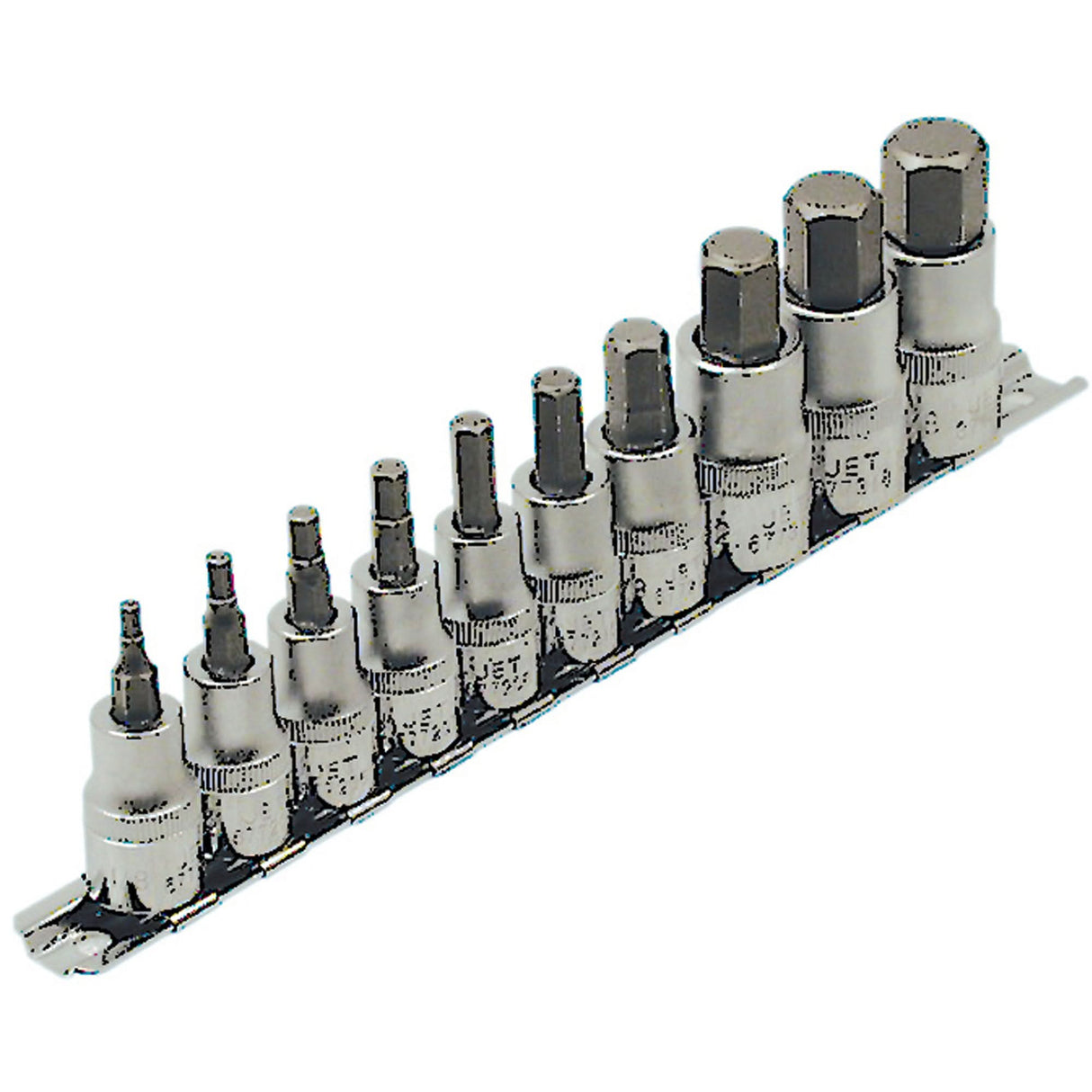 HSW3812-10 SAE Bit Socket Set, Hex, 1/2"/3/8" Drive, 10 Pcs