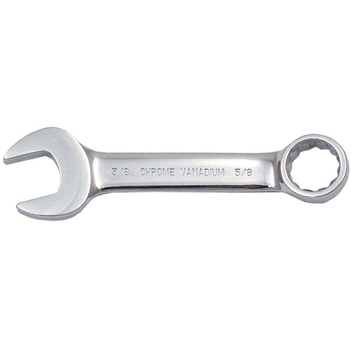 Fully Polished Stubby Combination Wrench, 12 Point, 3/8", Chrome Finish