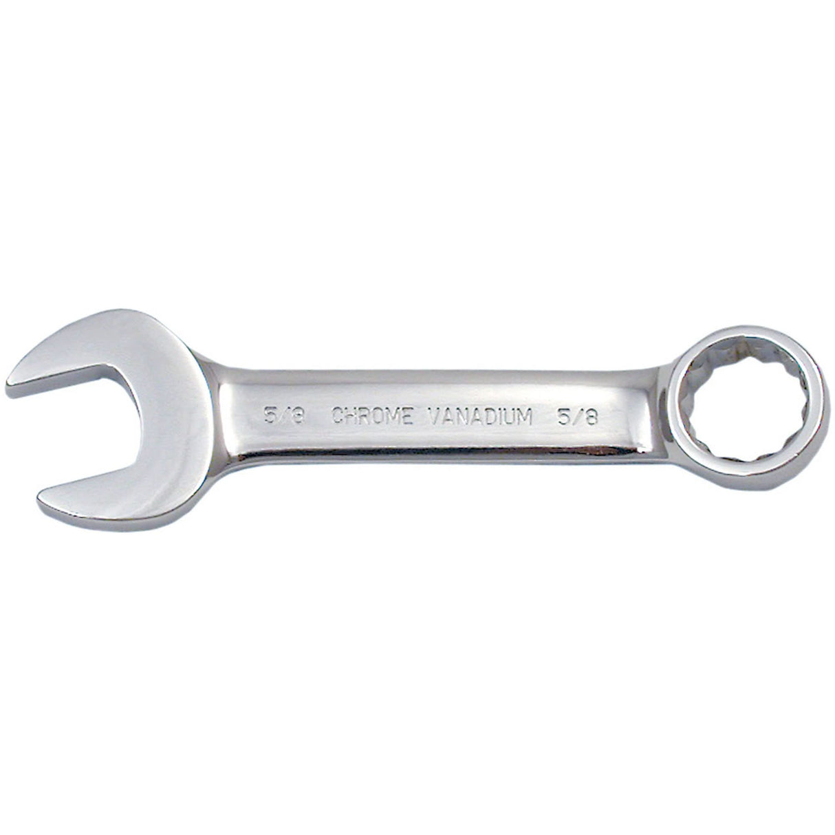 Fully Polished Stubby Combination Wrench, 5/8", Polished Finish