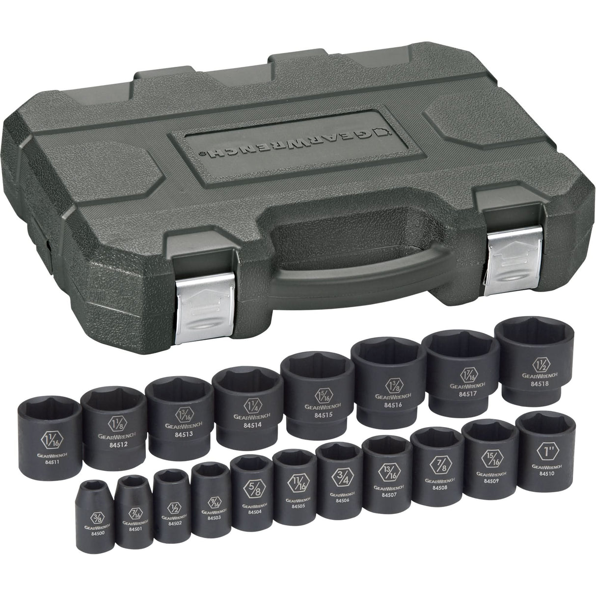 Socket Set, 19 Pcs, Impact, 1/2" Drive Size