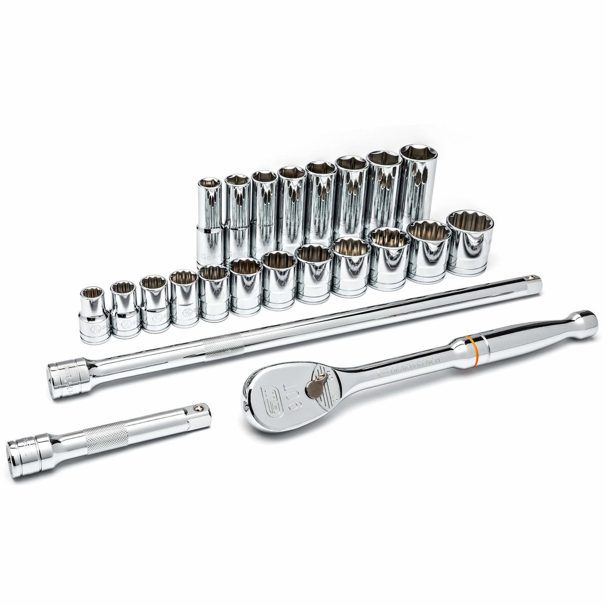 6-Point SAE Mechanics Tool Set, 23 Pcs, 1/2" Drive Size, Deep