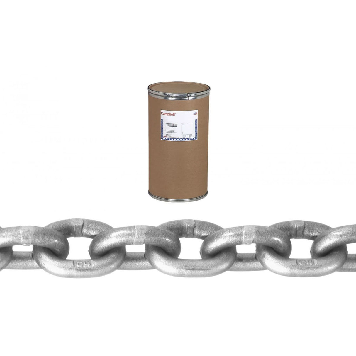 High Test Chain, Carbon Steel, 5/16" x 550' (167.6 m) L, Grade 43, 3900 lbs. (1.95 tons) Load Capacity