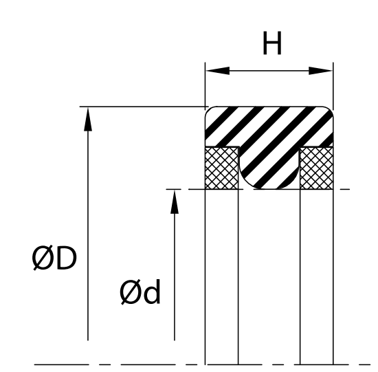 TR-056 | Rod T-Seal (TR) 7.000" x 7.500" x 0.366" - Nylon/Nitrile