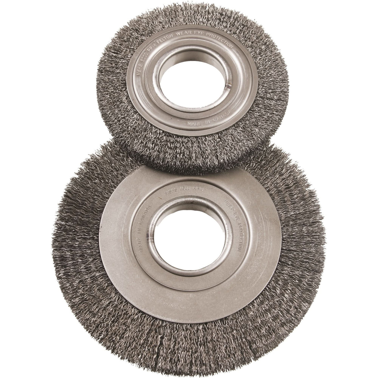 8" Major Wire Wheel Brushes, 8" Dia., 0.012" Fill, 2" Arbor
