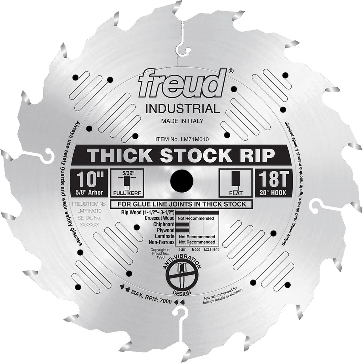 Industrial Saw Blade - Ripping, 10", 18 Teeth, Wood Use