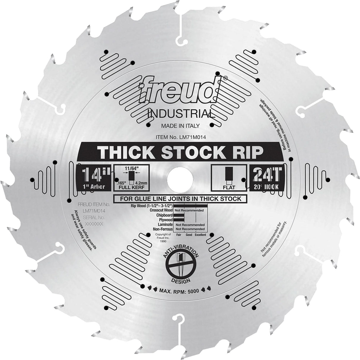 Industrial Saw Blade - Ripping, 14", 24 Teeth, Wood Use