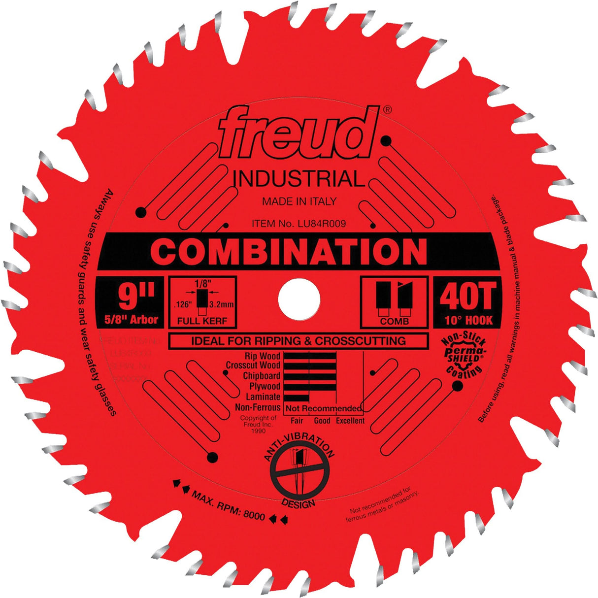 TCS Industrial Saw Blade - General Purpose, 9", 40 Teeth, Wood Use
