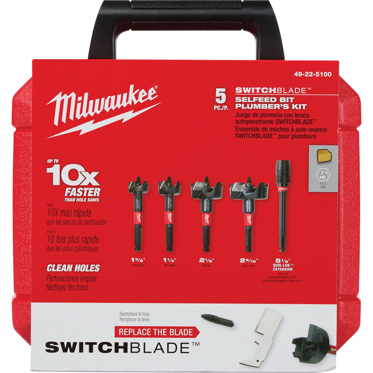 Switchblade™ Plumber's Self-Feed Bit Set