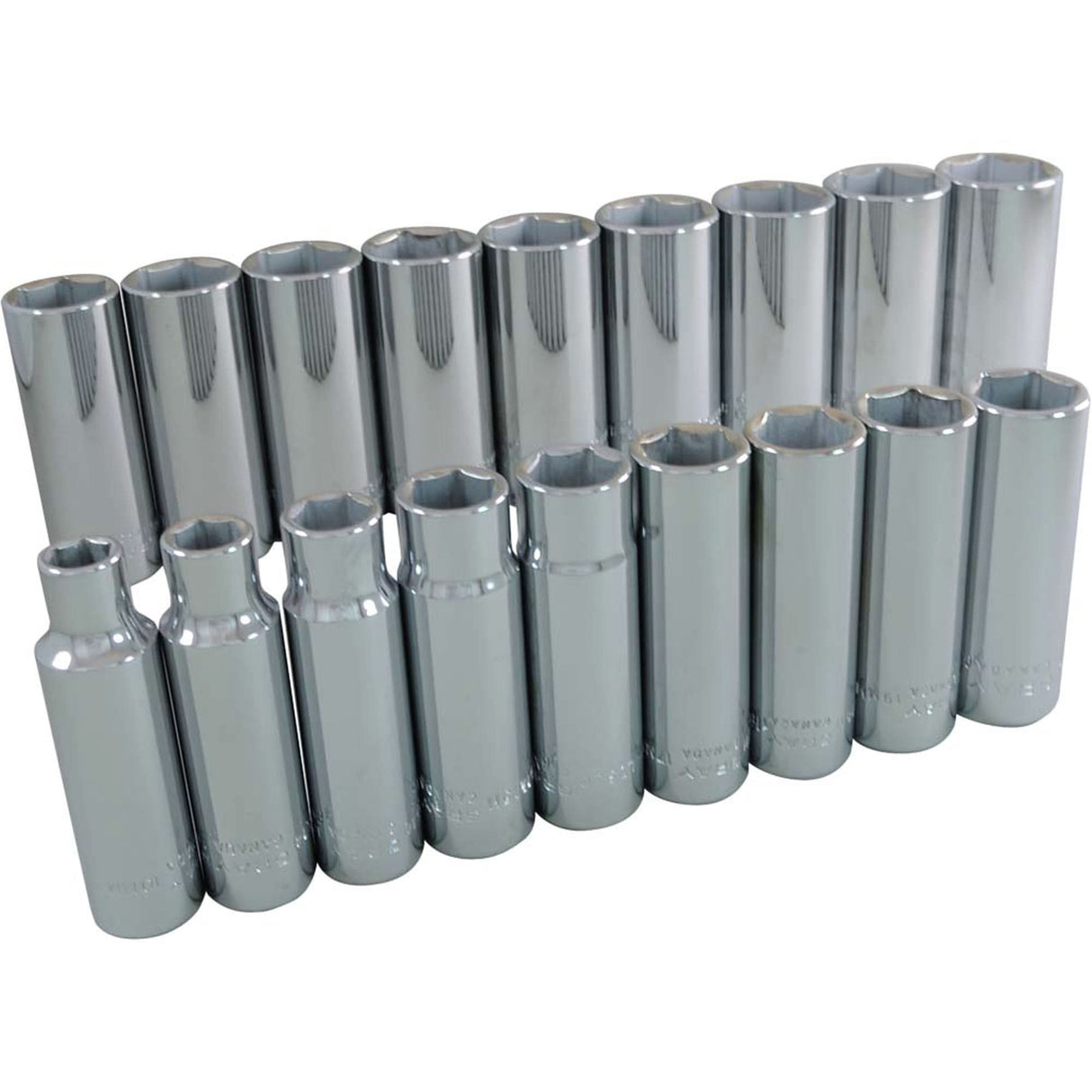 Socket Set, 18 Pcs, 1/2" Drive Size, Deep