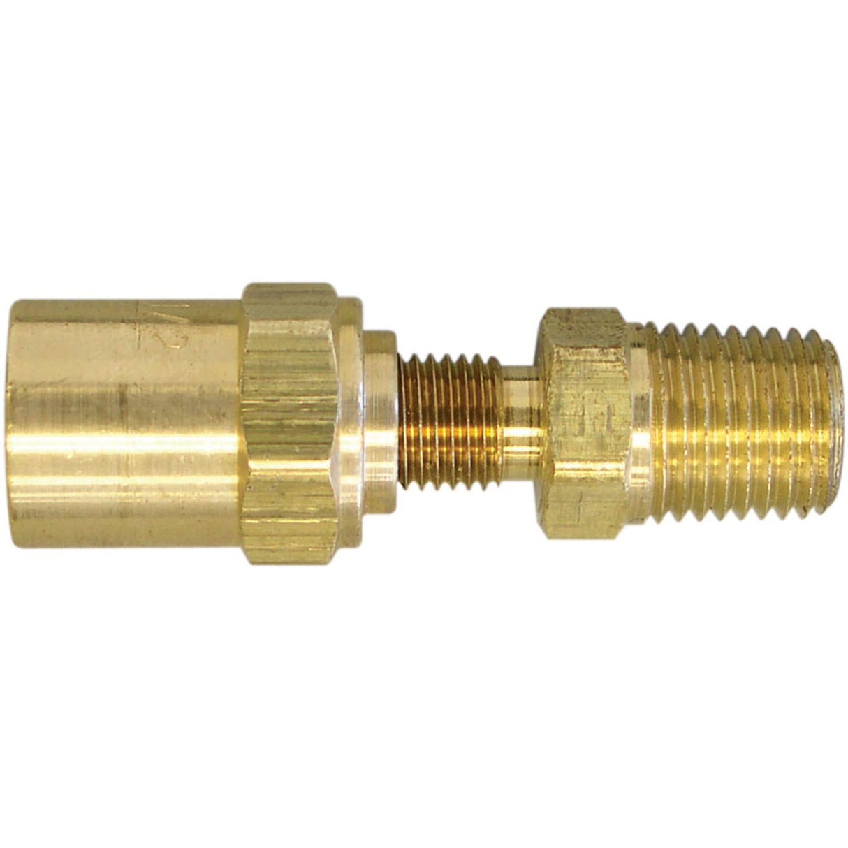 3/8" NPT Reusable Hose Fitting, 11/16" Dia., Brass