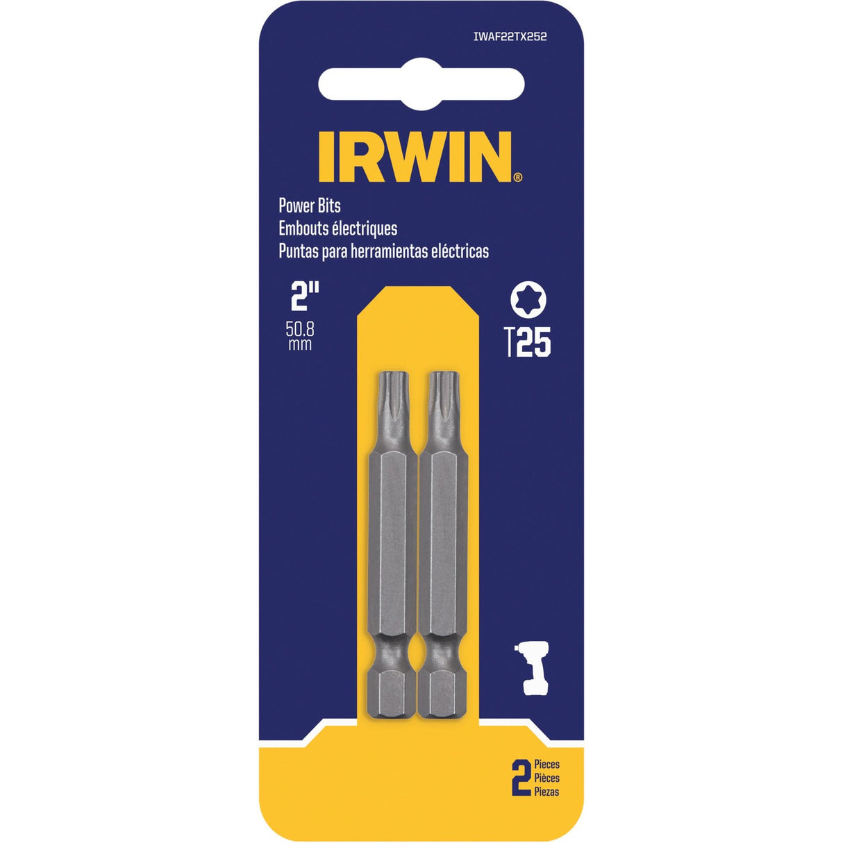 Power Bits, Torx, T-25 Tip, 1/4" Drive Size, 1-15/16" Length