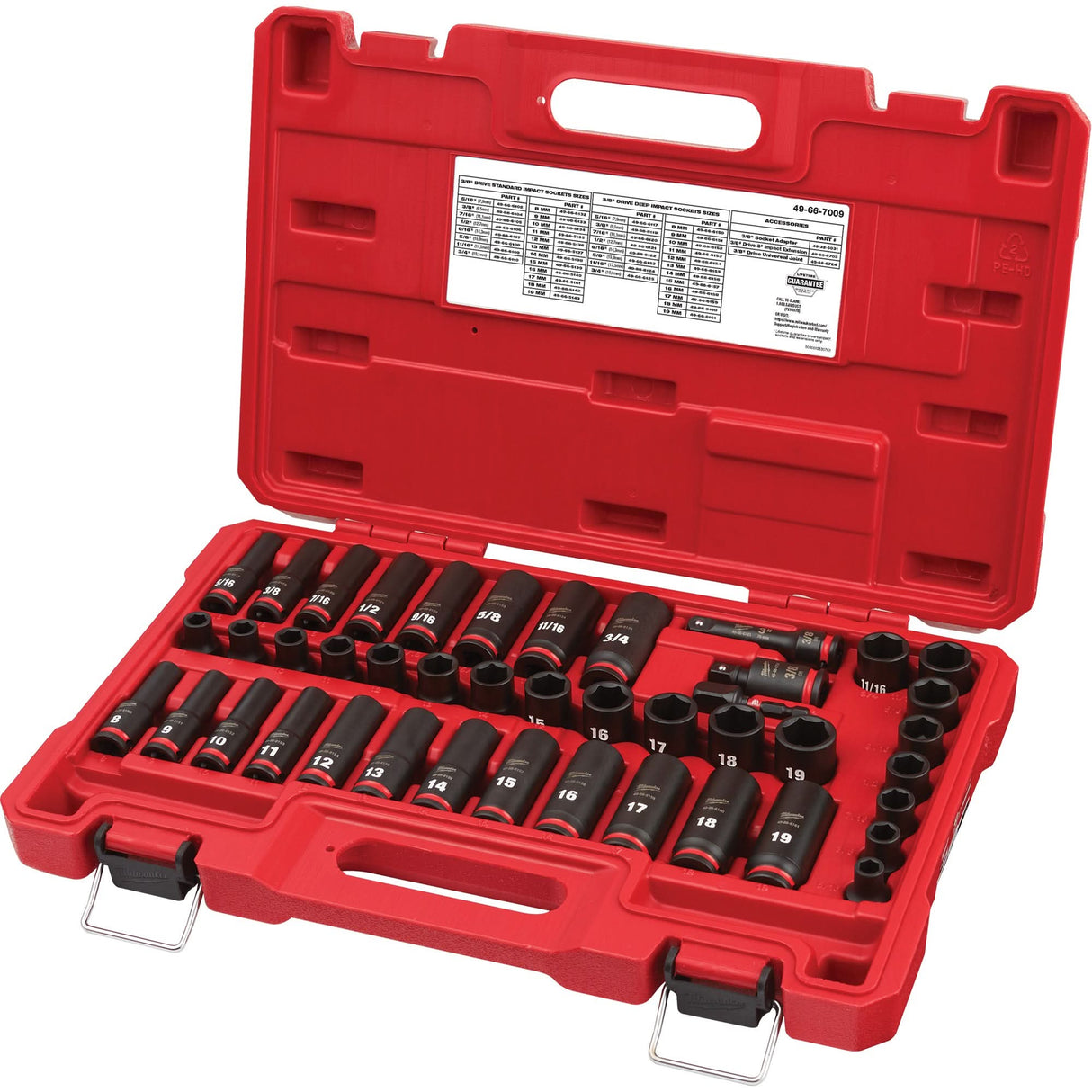 Shockwave™ Impact Duty™ SAE & Metric 6 Point Socket Set, 43 Pcs, Impact, 3/8" Drive Size, Deep