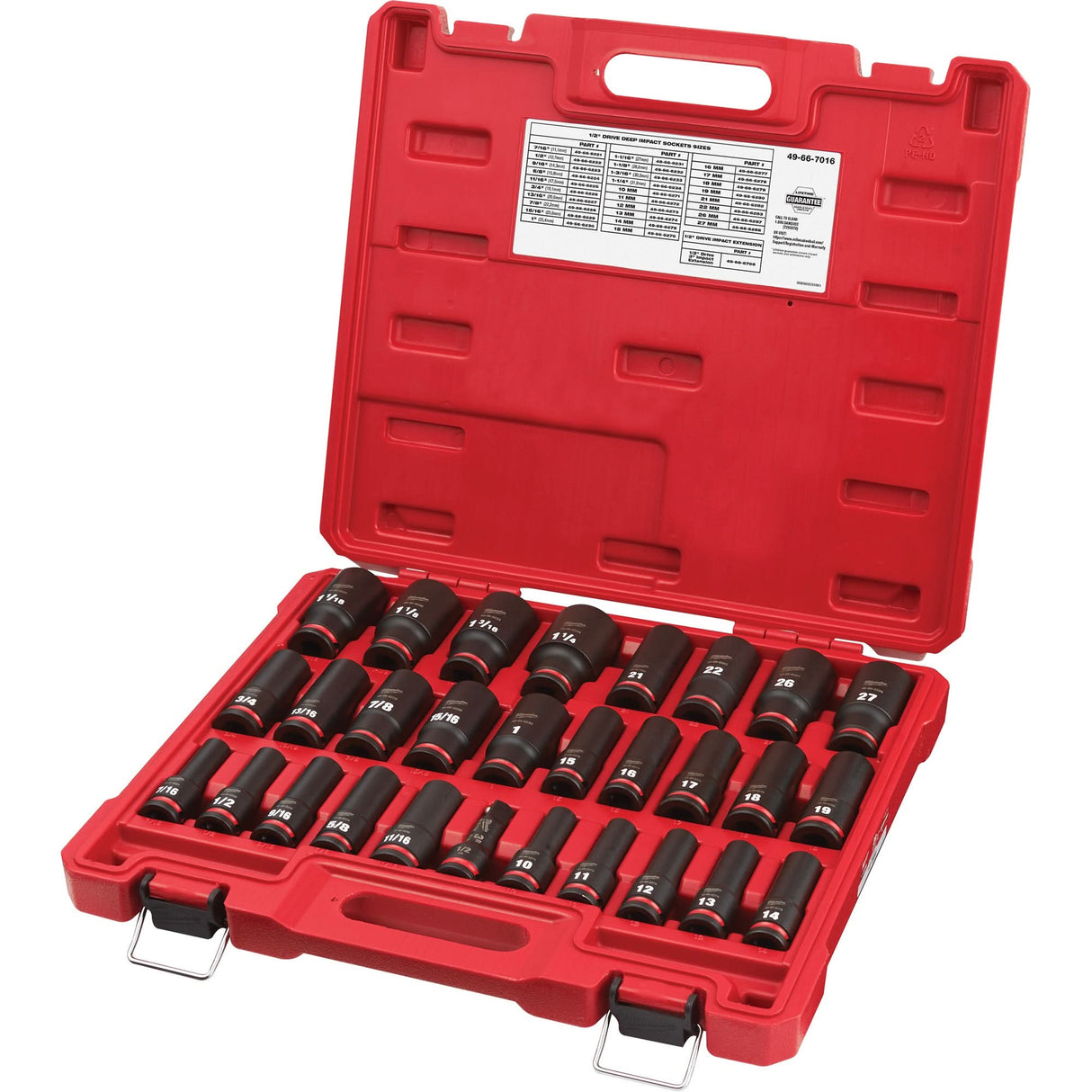 Shockwave™ Impact Duty™ SAE & Metric 6 Point Socket Set, 29 Pcs, Impact, 1/2" Drive Size, Deep