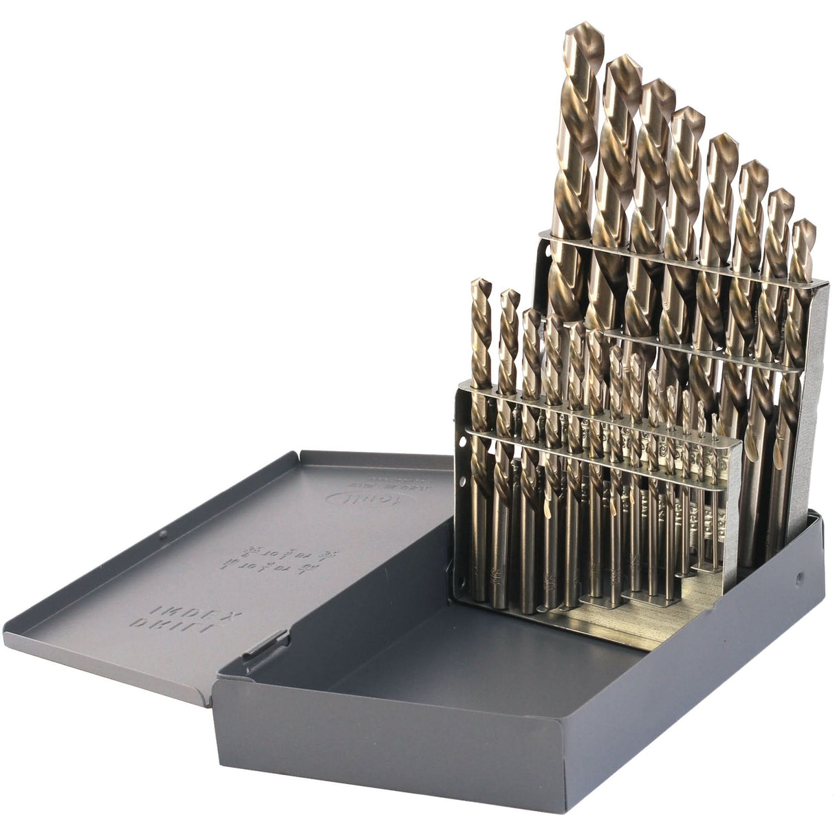 Drillco® USA Left-Hand Jobber Length Drill Bit Set, 21 Pieces, High Speed Steel