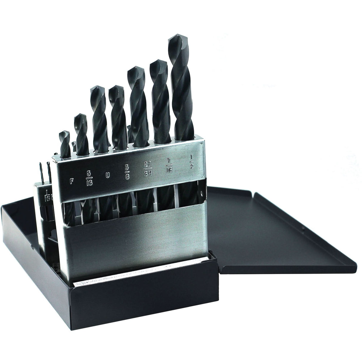 Drillco® USA Heavy-Duty Jobber Length Maintenance Drill Bit Set, 19 Pieces, High Speed Steel