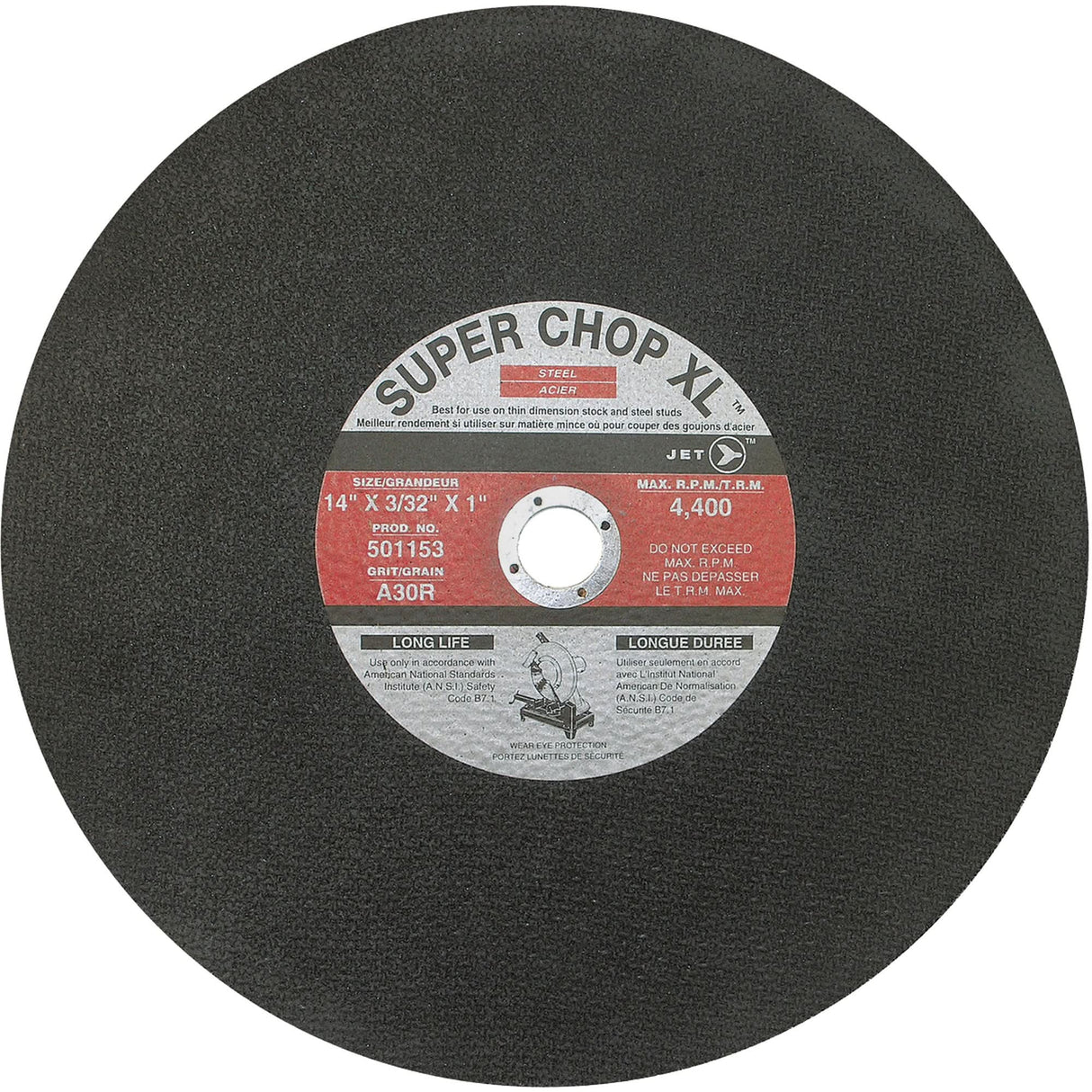 A30R Super Chop Stud-Cutting Cut-Off Wheel, 14" x 3/32", 1" Arbor, Type 1, 4400 RPM