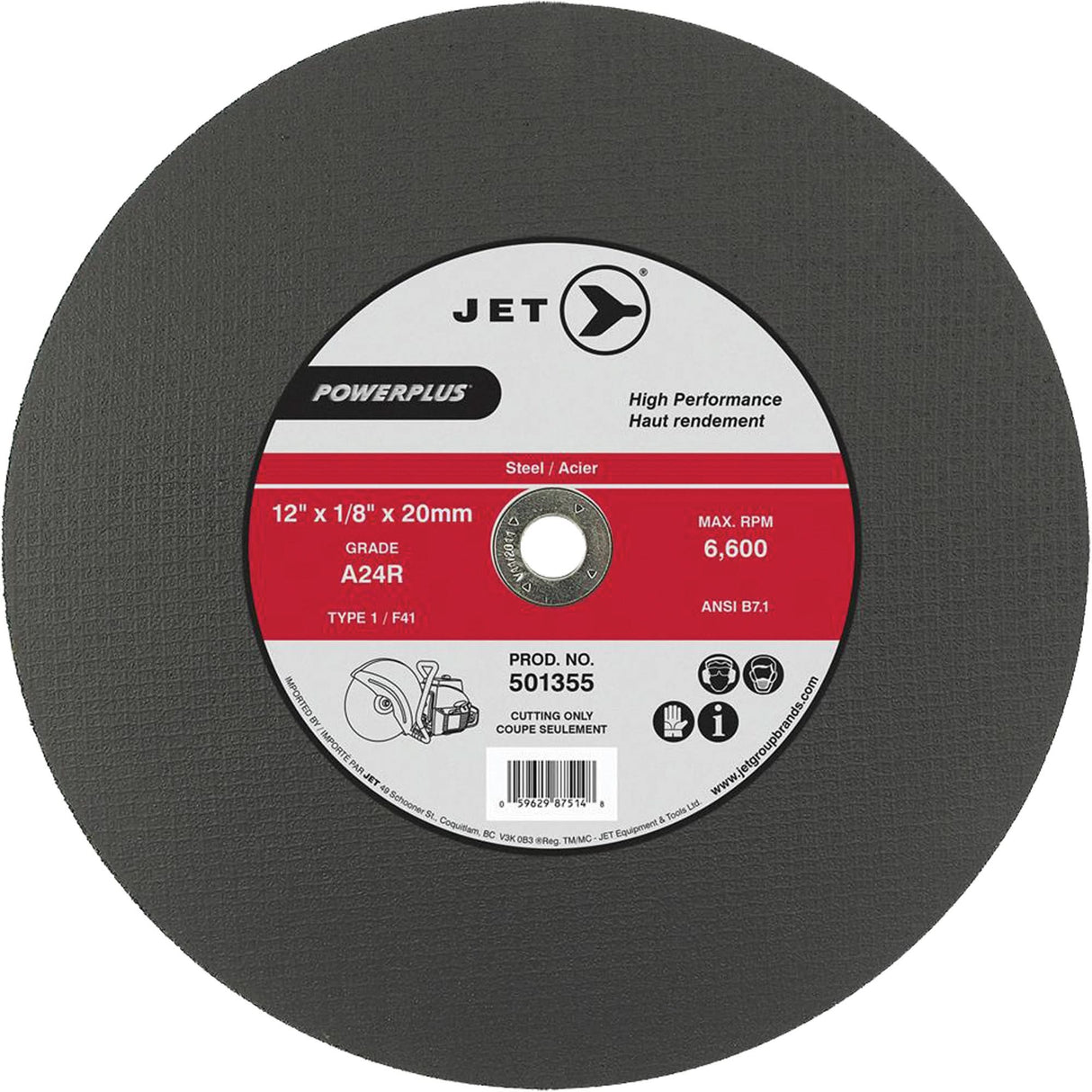 A24R PowerPlus Cut-Off Wheel, 14" x 1/8", 20 mm Arbor, Type 1, 5500 RPM