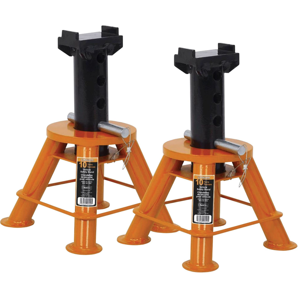 Low Profile Jack Stands, Locking Pin, 10 Tons Capacity, 17-1/3" - 11-1/8" H