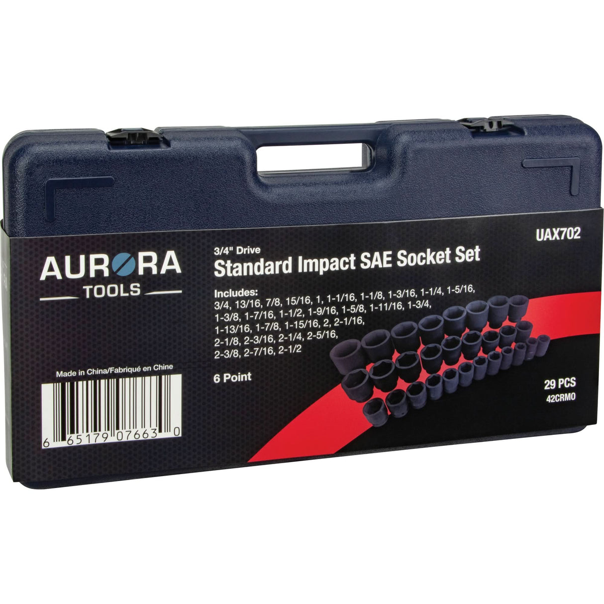 SAE Socket Set, 29 Pcs, Impact, 3/4" Drive Size