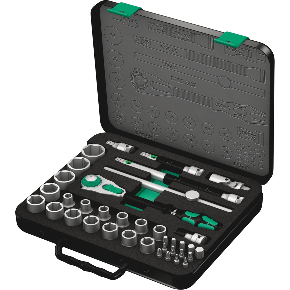 8100 SC 2 Zyklop Speed Ratchet Set, 37 Pcs, 3/8" Drive Size